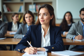 Femme en formation professionnelle lors d'une session