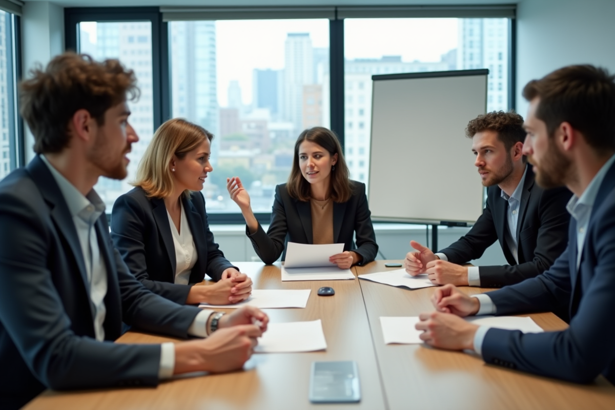 Groupe de jeunes adultes en discussion en formation